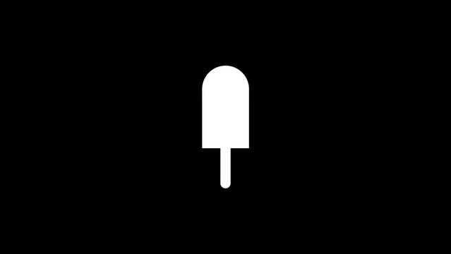 White picture of ice cream on a black background. ice cream on a stick. Distortion liquid style transition icon for your project. 4K video animation for motion graphics and compositing.