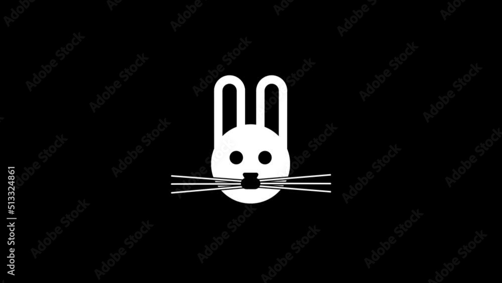 Poster white picture of rabbit on a black background. easter bunny with big ears. distortion liquid style t