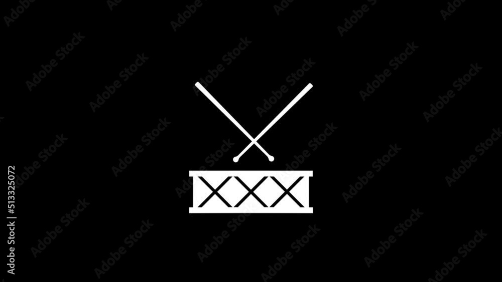 Poster white picture of drums on a black background. musical instrument, percussion. distortion liquid styl