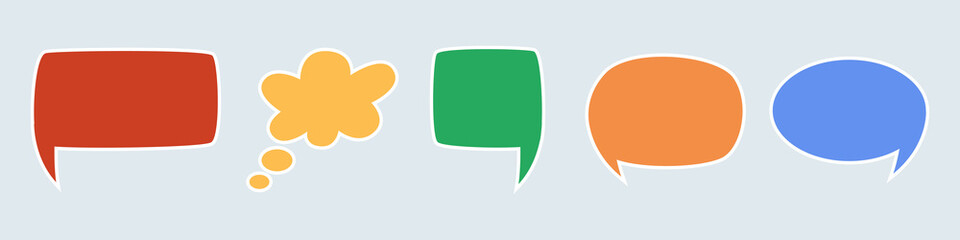 A set of colored stickers with a white frame. for text or cloud. Flat vector illustration. Eps10