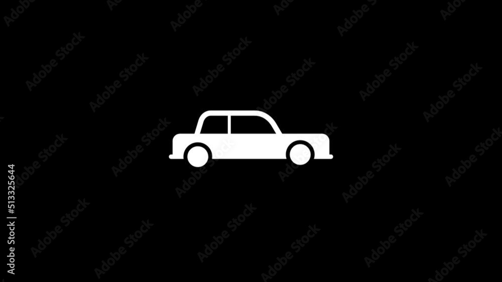 Poster white picture of car on a black background. family car. distortion liquid style transition icon for 