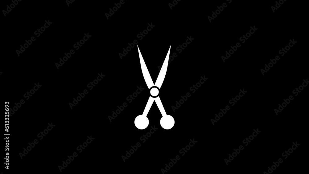 Poster white picture of scissors on a black background. hair care in a barbershop. distortion liquid style 