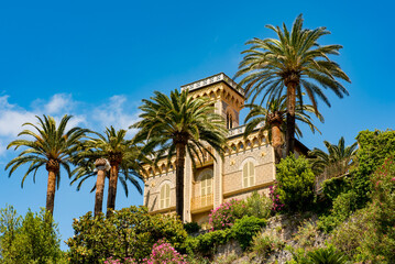 Fototapeta na wymiar A beautiful villa overlooking Lerici, Italy.