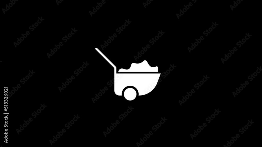 Poster white picture of trolley with cargo on a black background. care of the adjacent territory. distortio