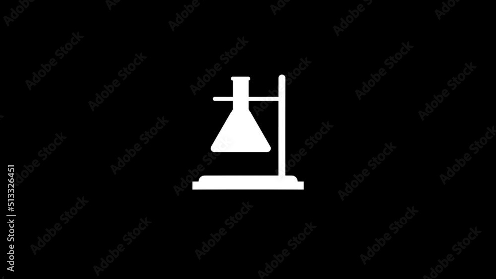 Poster white picture of beaker on a black background. experiments with chemical elements in the laboratory.