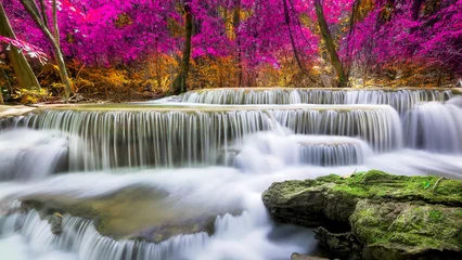 Deurstickers Amazing in nature, beautiful waterfall at colorful autumn forest in fall season  © totojang1977