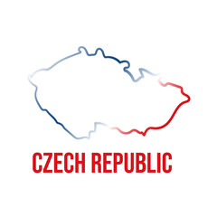 Czech republic isolated abstract linear map filled with national flag colors gradient