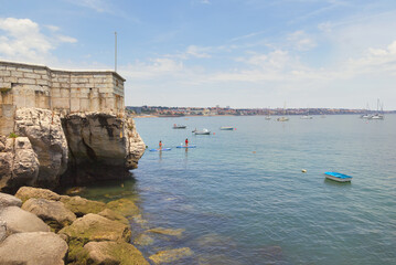 Cascais near Lisbon, seaside town. Picturesque landscape with view of the ocean, beautiful cliffs and port. Portugal
