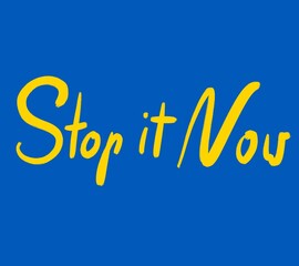 No war stop it now peace calligraphy posters in colors of ukrainian flag