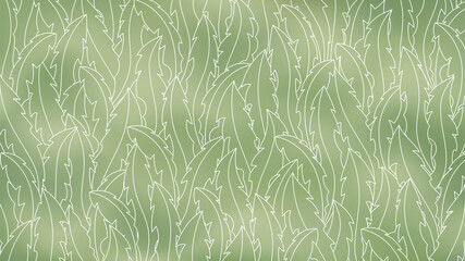 Blurry watercolor gray green wallpaper with dandelion leaves outlines