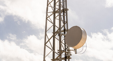 Microwave radio link antenna, on metal tower.