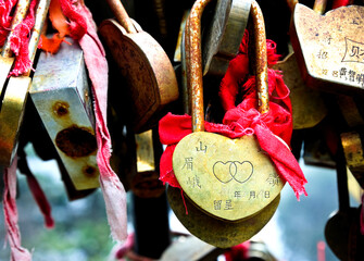  key chain on the bridge for lovers, a Chinese tradition. 