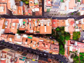mass of roofs of houses on the spanish city of Barcelona