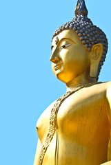 The Golden Buddha statue is a sacred symbol of Buddhism and  general attraction in peaceful Thailand.
