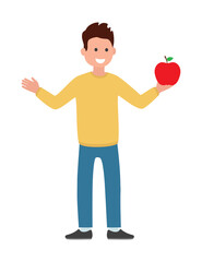 person man with red apple