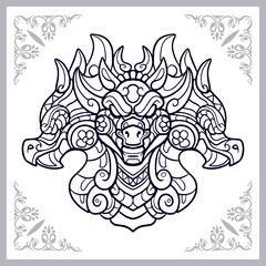 Gydra dragon zentangle arts. isolated on white background