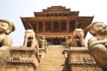 The stone statue of Buddha in Kathmandu, Nepal