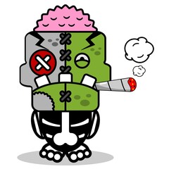 cartoon character costume vector illustration
cute zombie doll mascot smoking