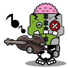 cartoon character costume vector illustration
cute zombie doll mascot playing violin