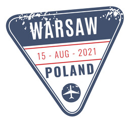 Poland arrived stamp. European visa with grunge texture