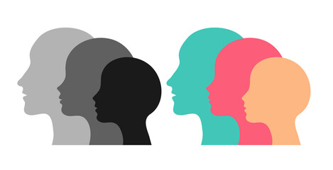  Silhouette Family icons head in profile on an isolated background.Default avatar profile icon.EPS10.