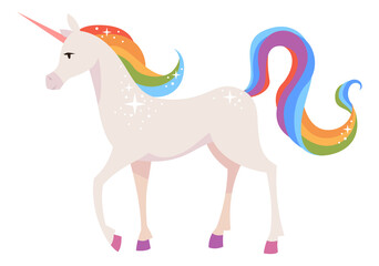 Unicorn icon. Magic fairytale creature with rainbow tail