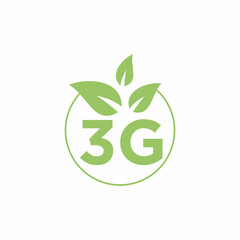 Logo green 3G circle withe tree Leaf vector