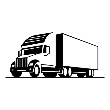 Delivery truck logo design template. Transportation vehicle emblem. Vector illustration.