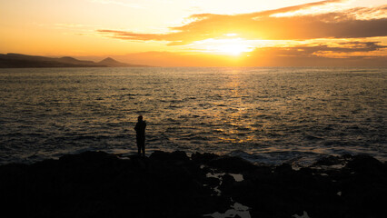 Angler bei Sonnenuntergang auf Gran Canaria