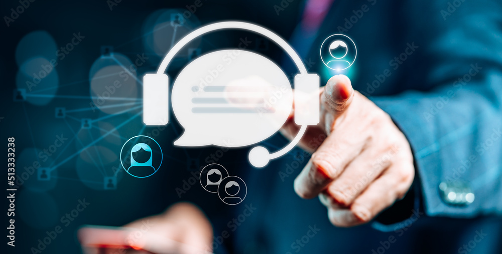 Aufkleber businessman's hand with digital chatbot ai, artificial intelligence technology, access to informatio