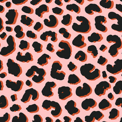 Layered leopard skin with shadows seamless repeat pattern. Random placed, abstract vector animal stains all over surface print.