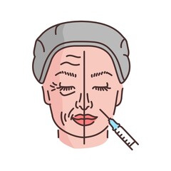 Plasmolifting therapy color line illustration. Hyaluronic injection.