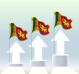 Sri Lanka flag. The country is in an uptrend. Waving flagpole in modern pastel colors. Flag drawing, shading for easy editing. Banner template design.
