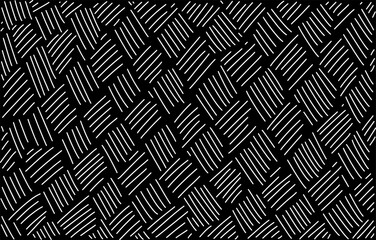 Scattered Geometric Line Shapes. Hand drawn Doodle elements. Abstract Background Design. Vector Black and White Pattern.