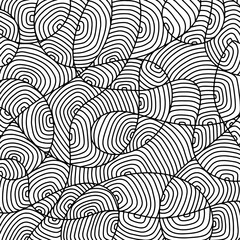 Scattered Geometric Line Shapes. Hand drawn Doodle elements. Abstract Background Design. Vector Black and White Pattern.