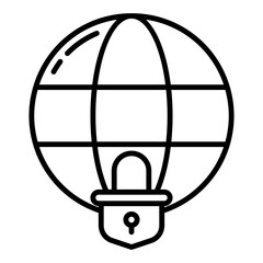 padlock and globe icon on transparent background