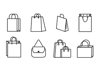 black and white illustration design shopping bag icon set