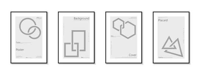 Set of business geometric covers, templates, backgrounds, placards, brochures, banners, flyers, magazines. Minimalistic gray posters, cards, presentations - creative minimalistic design