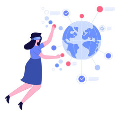 Metaverse technology concept VR virtual digital reality cyber metaverse simulation Innovation connection global blockchain experiences network futuristic Most promising business in the future Vector
