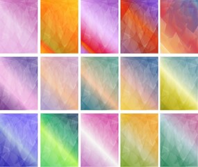 Abstract gradient background vector set with triangles for minimal dynamic cover design for flyers, posters, posters, web
