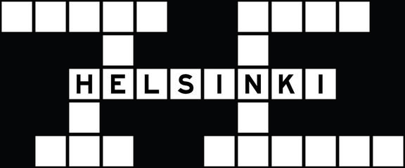 Alphabet letter in word helsinki on crossword puzzle background