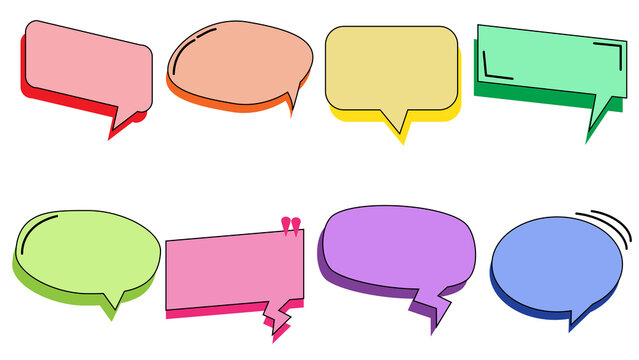 collection of the cute blank colorful speech bubble, conversation box, message box, frame talk, chatbox, though bubble, and speaking  balloon illustration on white background for your design