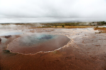 Haukadalur - the Geysirs Vallye - tourist attraction in Golden Circle of Iceland