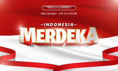 Indonesian 3d editable text effect for indonesia independence day on red and white flag 3d Premium Vector