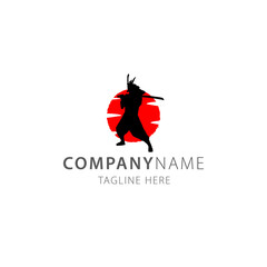 Fototapeta premium japanese samurai warrior with katana logo vector