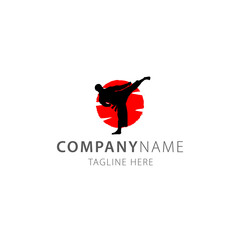 karate kick warrior logo vector