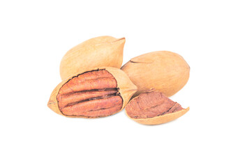 Three pecans in shell