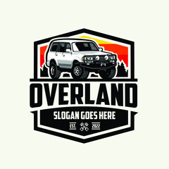 Premium Overland adventure vehicle in outdoor badge emblem logo vector isolated © bonky