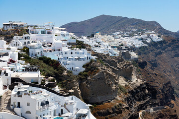 Fira town on Santorini island, Greece. Caldera on Aegean sea