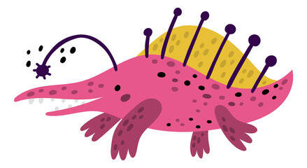 Kid cute dino mascot. Funny spinosaur animal